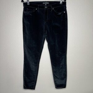 Banana Republic Black Velvet Mid-Rise Tapered Leg 5 Pocket Stretch Pants Sz 28